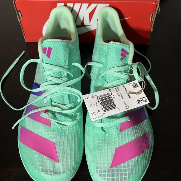 Adidas Adizero Distancestar Mens Size 12 Track & Field Cleats GV9078 Neon Green - Picture 4 of 9